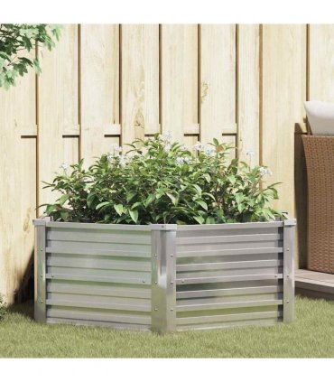 vidaXL Garden Raised Bed 129x45 cm Galvanized Steel Silver
