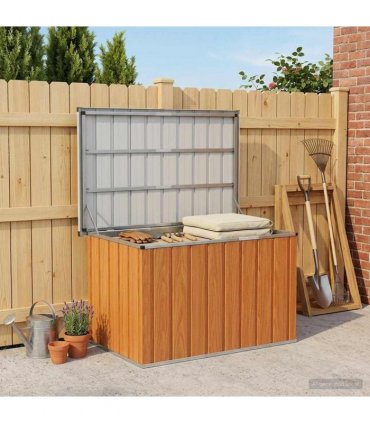 vidaXL Outdoor Storage Box Wood 109 x 67 x 65 cm Galvanised Steel