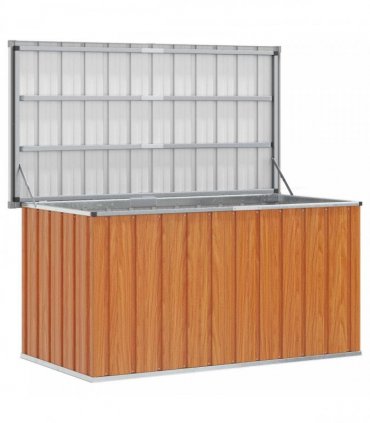 vidaXL Outdoor Storage Box Wood 129 x 67 x 65 cm Galvanised Steel