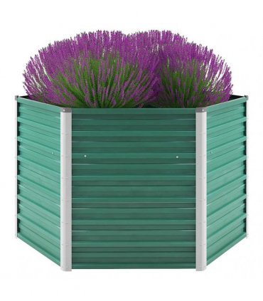 vidaXL Garden Raised Bed Galvanised Steel 129x129x77 cm Green