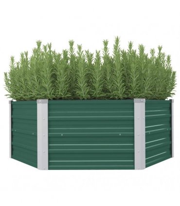 vidaXL Raised Garden Bed 129x129x45 cm Galvanised Steel Green