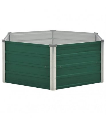 vidaXL Raised Garden Bed 129x129x45 cm Galvanised Steel Green