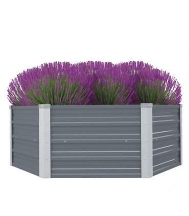 vidaXL Raised Garden Bed 129x129x45 cm Galvanised Steel Grey