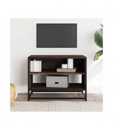 vidaXL TV Cabinet Brown Oak 61x40x46 cm Engineered Wood and Metal