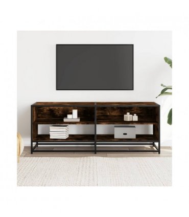 vidaXL TV Cabinet Smoked Oak 120.5x40x46 cm Engineered Wood and Metal