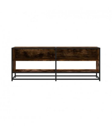 vidaXL TV Cabinet Smoked Oak 120.5x40x46 cm Engineered Wood and Metal