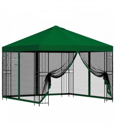 vidaXL Garden Gazebo with Sidewalls 3 x 3 m Green Polyester and Steel — Model: with 4 sidewalls — V0672168089