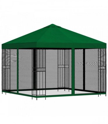 vidaXL Garden Gazebo with Sidewalls 3 x 3 m Green Polyester and Steel — Model: with 4 sidewalls — V0672168089