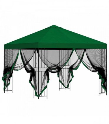 vidaXL Garden Gazebo with Sidewalls 3 x 3 m Green Polyester and Steel — Model: with 4 sidewalls — V0672168089