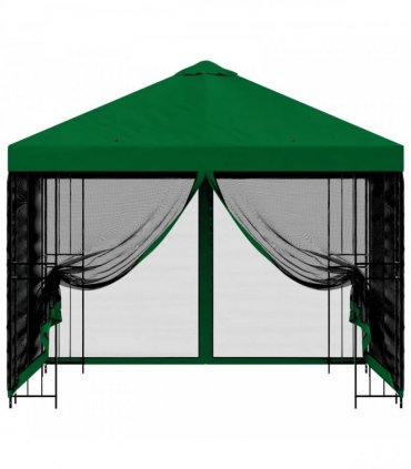 vidaXL Garden Gazebo with Sidewalls 3 x 3 m Green Polyester and Steel — Model: with 4 sidewalls — V0672168089