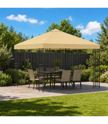 vidaXL Gazebo 3 x 3 m Cream Polyester and Steel 190 gsm — Model: without sidewall — V0672168090