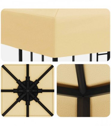 vidaXL Gazebo 3 x 3 m Cream Polyester and Steel 190 gsm — Model: without sidewall — V0672168090