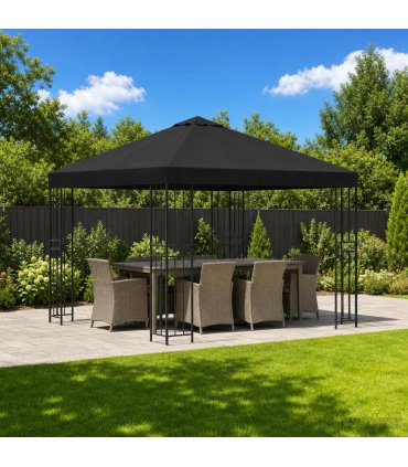 vidaXL Gazebo 3 x 3 m Black Polyester and Steel 190 gsm — Model: without sidewall — V0672168091