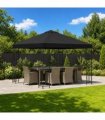 vidaXL Gazebo 3 x 3 m Black Polyester and Steel 190 gsm — Model: without sidewall — V0672168091