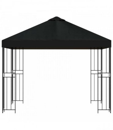 vidaXL Gazebo 3 x 3 m Black Polyester and Steel 190 gsm — Model: without sidewall — V0672168091