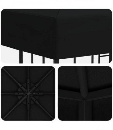 vidaXL Gazebo 3 x 3 m Black Polyester and Steel 190 gsm — Model: without sidewall — V0672168091