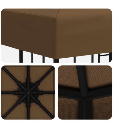 vidaXL Gazebo 3 x 3 m Taupe Polyester and Steel 190 gsm — Model: without sidewall — V0672168092