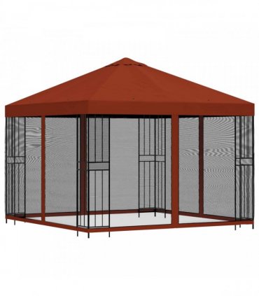 vidaXL Garden Gazebo with Sidewalls 3 x 3 m Terracotta — Model: with 4 sidewalls — V0672168095