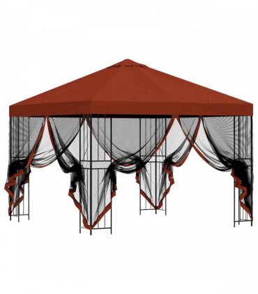 vidaXL Garden Gazebo with Sidewalls 3 x 3 m Terracotta — Model: with 4 sidewalls — V0672168095