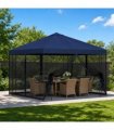 vidaXL Garden Gazebo with Sidewalls 3 x 3 m Blue Polyester and Steel — Model: with 4 sidewalls — V0672168096