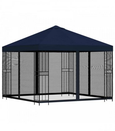 vidaXL Garden Gazebo with Sidewalls 3 x 3 m Blue Polyester and Steel — Model: with 4 sidewalls — V0672168096