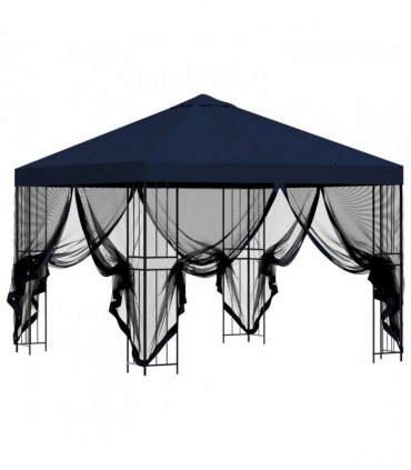 vidaXL Garden Gazebo with Sidewalls 3 x 3 m Blue Polyester and Steel — Model: with 4 sidewalls — V0672168096