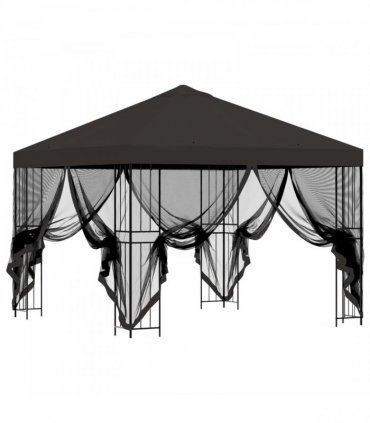 vidaXL Garden Gazebo with Sidewalls 3 x 3 m Anthracite — Model: with 4 sidewalls — V0672168097