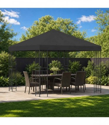 vidaXL Gazebo 3 x 3 m Anthracite Polyester and Steel 190 gsm — Model: without sidewall — V0672168098