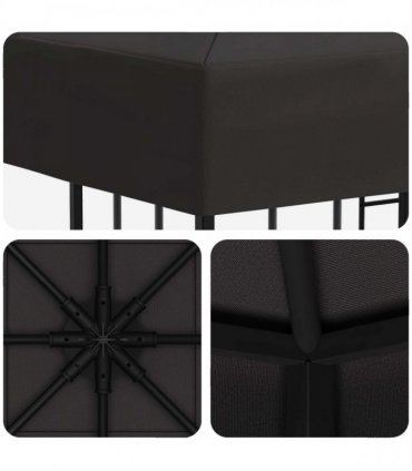 vidaXL Gazebo 3 x 3 m Anthracite Polyester and Steel 190 gsm — Model: without sidewall — V0672168098