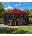 vidaXL Garden Gazebo with Sidewalls 3 x 3 m Burgundy — Model: with 4 sidewalls — V0672168100