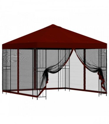 vidaXL Garden Gazebo with Sidewalls 3 x 3 m Burgundy — Model: with 4 sidewalls — V0672168100