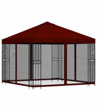 vidaXL Garden Gazebo with Sidewalls 3 x 3 m Burgundy — Model: with 4 sidewalls — V0672168100