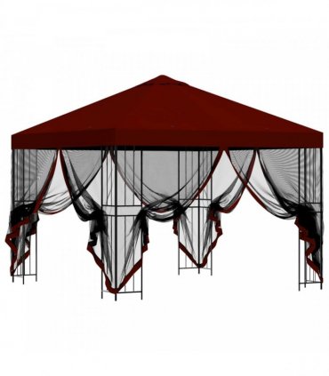 vidaXL Garden Gazebo with Sidewalls 3 x 3 m Burgundy — Model: with 4 sidewalls — V0672168100