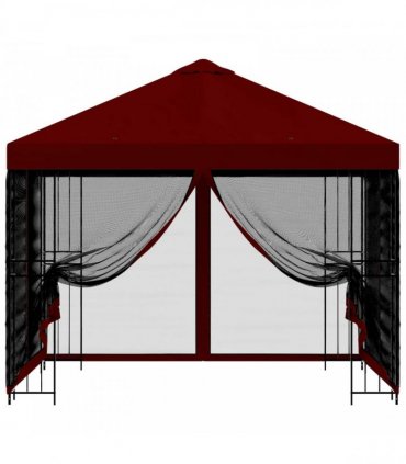vidaXL Garden Gazebo with Sidewalls 3 x 3 m Burgundy — Model: with 4 sidewalls — V0672168100