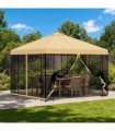 vidaXL Garden Gazebo with Sidewalls 3 x 3 m Cream Polyester and Steel — Model: with 4 sidewalls — V0672168101