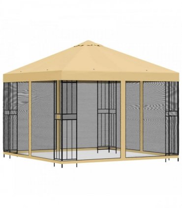 vidaXL Garden Gazebo with Sidewalls 3 x 3 m Cream Polyester and Steel — Model: with 4 sidewalls — V0672168101
