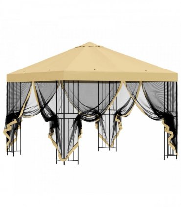 vidaXL Garden Gazebo with Sidewalls 3 x 3 m Cream Polyester and Steel — Model: with 4 sidewalls — V0672168101