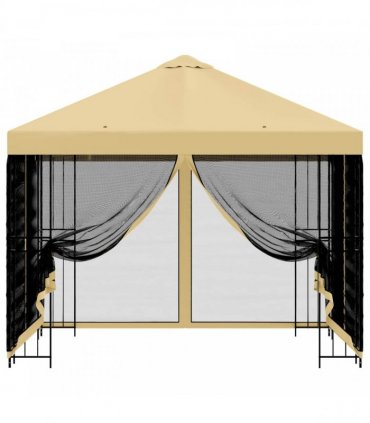 vidaXL Garden Gazebo with Sidewalls 3 x 3 m Cream Polyester and Steel — Model: with 4 sidewalls — V0672168101