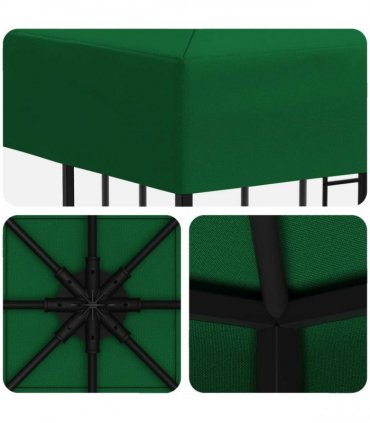 vidaXL Gazebo 3 x 3 m Green Polyester and Steel 190 gsm — Model: without sidewall — V0672168109