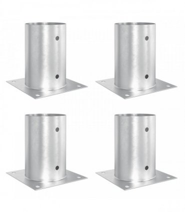 vidaXL Round Ground Anchor 4 pcs Silver 15 x 15 x 15 cm Metal — Size: Ø 101 mm