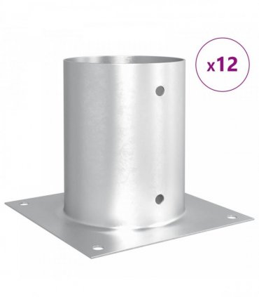 vidaXL Round Ground Anchor 12 pcs Silver 18 x 18 x15 cm Metal — Size: Ø 121 mm