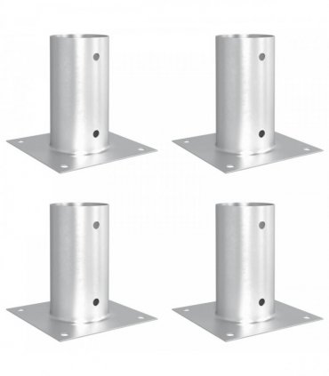 vidaXL Round Ground Anchor 4 pcs Silver 15 x 15 x 15 cm Metal — Size: Ø 81 mm