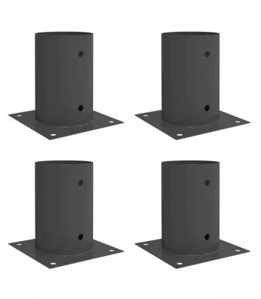 vidaXL Round Ground Anchor 4 pcs Anthracite 15 x 15 x 15 cm Metal — Size: Ø 101 mm