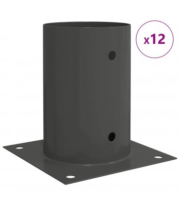 vidaXL Round Ground Anchor 12 pcs Anthracite 15 x 15 x 15 cm Metal — Size: Ø 101 mm