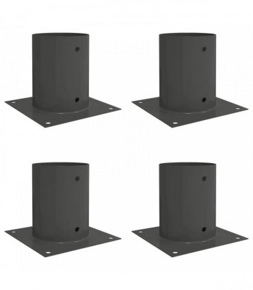 vidaXL Round Ground Anchor 4 pcs Anthracite 18 x 18 x15 cm Metal — Size: Ø 121 mm