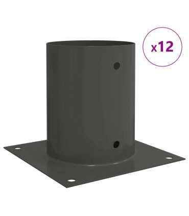 vidaXL Round Ground Anchor 12 pcs Anthracite 18 x 18 x15 cm Metal — Size: Ø 121 mm