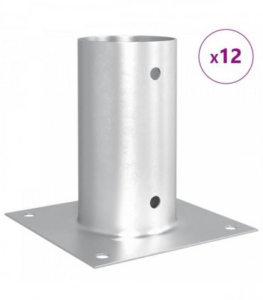 vidaXL Round Ground Anchor 12 pcs Silver 15 x 15 x 15 cm Metal — Size: Ø 81 mm