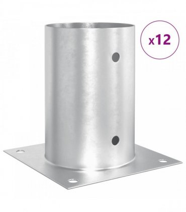 vidaXL Round Ground Anchor 12 pcs Silver 15 x 15 x 15 cm Metal — Size: Ø 101 mm