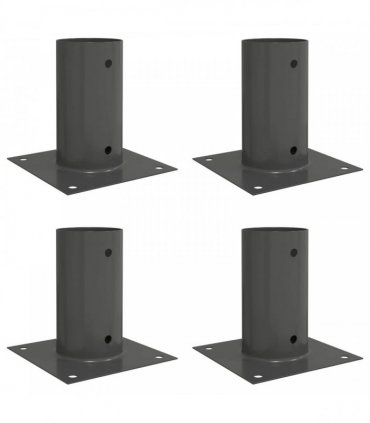 vidaXL Round Ground Anchor 4 pcs Anthracite 15 x 15 x 15 cm Metal — Size: Ø 81 mm