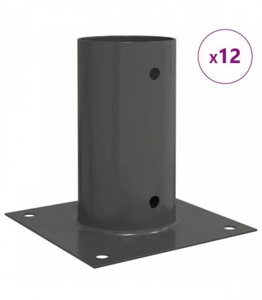 vidaXL Round Ground Anchor 12 pcs Anthracite 15 x 15 x 15 cm Metal — Size: Ø 81 mm